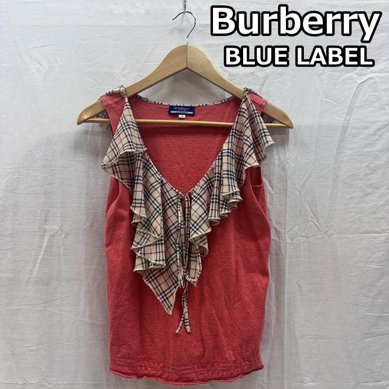 バーバリー・ブルーレーベル BURBERRY BLUE LABEL タンクトップ タンクトップ ノバチェック フリル ノースリーブ タンクトップ 36 レディース USED 古着 中古 50168253