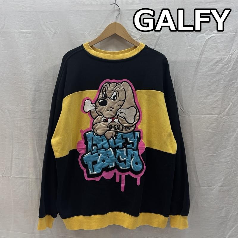 ガルフィー GALFY トレーナー 長袖 グラフティ バックビッグロゴ クルーネック スウェット トレーナー 131005 XL 黒 / ブラック / black X 黄 / イエロー / yellow メンズ USED 古着 中古 50168255