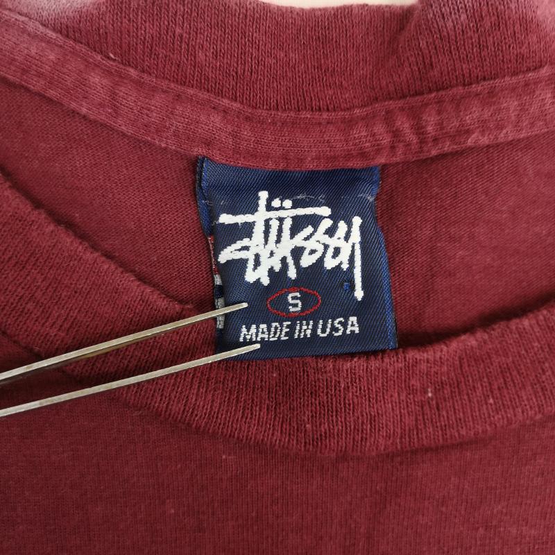 ステューシー STUSSY Tシャツ 半袖 90s 紺タグ USA製 クラウン 王冠 プリント tシャツ カットソー S えんじ / ワインレッド / dark red メンズ USED 古着 中古 50168271