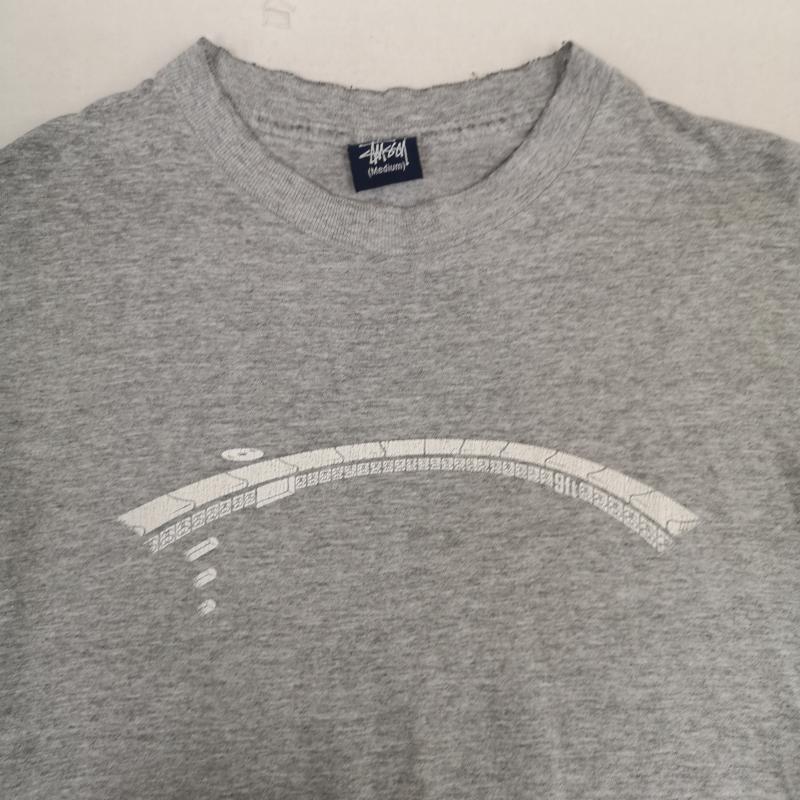 ステューシー STUSSY Tシャツ 半袖 90s OLD STUSSY プリント tシャツ カットソー M 灰 / グレー / gray メンズ USED 古着 中古 50168273