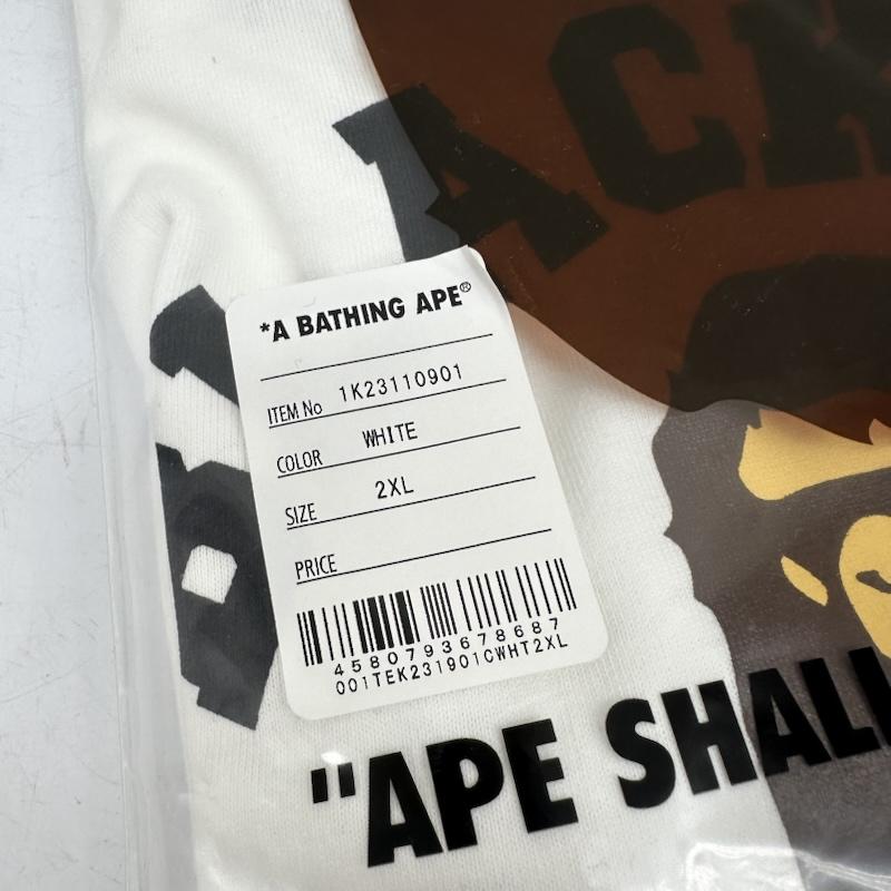 アベイシングエイプ A BATHING APE Tシャツ 半袖 Black Eye Patch COLLEGE MINI TEE フロント ロゴ プリント Tシャツ 1K23110901 XXL 白 / ホワイト / white メンズ USED 古着 中古 50168274