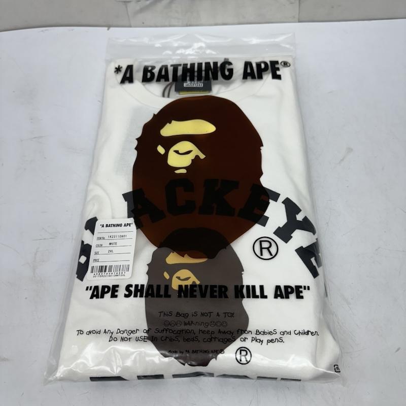 アベイシングエイプ A BATHING APE Tシャツ 半袖 Black Eye Patch COLLEGE MINI TEE フロント ロゴ プリント Tシャツ 1K23110901 XXL 白 / ホワイト / white メンズ USED 古着 中古 50168274