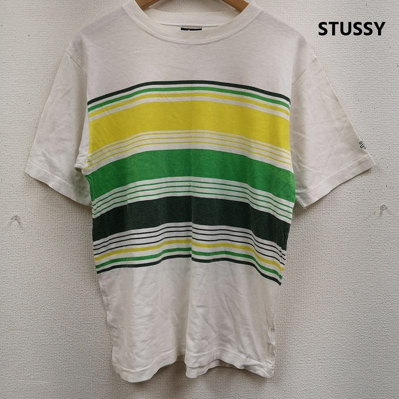 ステューシー STUSSY Tシャツ 半袖 90s 紺タグ ヴィンテージ ランダム ボーダー Tシャツ M 白 / ホワイト / white メンズ USED 古着 中古 50168275