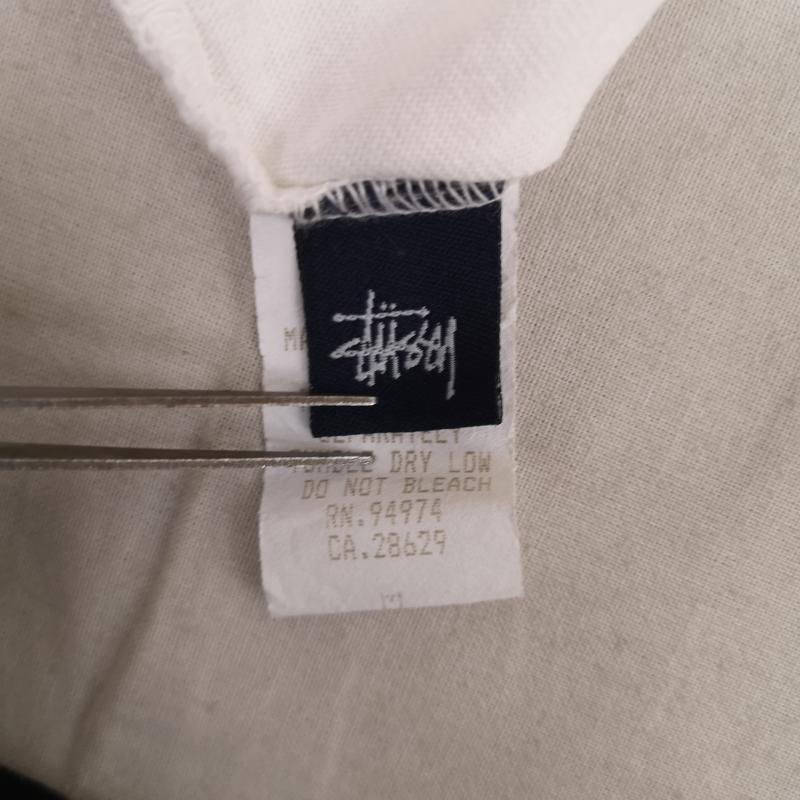 ステューシー STUSSY Tシャツ 半袖 90s 紺タグ ヴィンテージ ランダム ボーダー Tシャツ M 白 / ホワイト / white メンズ USED 古着 中古 50168275