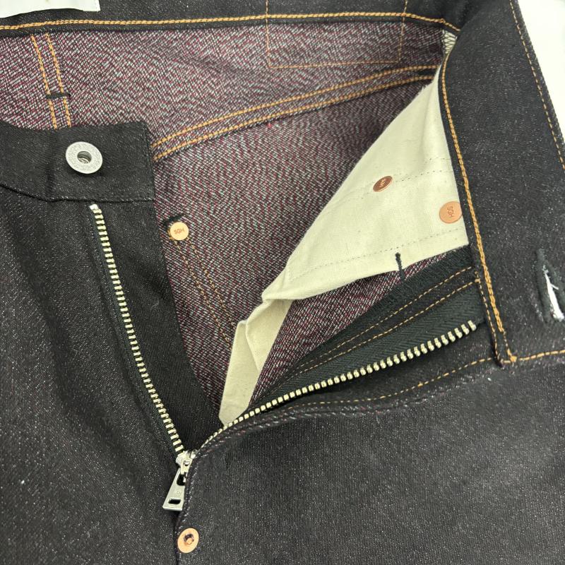 シュガーヒル SUGAR HILL パンツ デニム、ジーンズ TWISTED HEATHER DENIM PANTS STRAIGHT CUT 25330408 横糸赤 32インチ 黒 / ブラック / black X 赤 / レッド / red メンズ USED 古着 中古 50168276