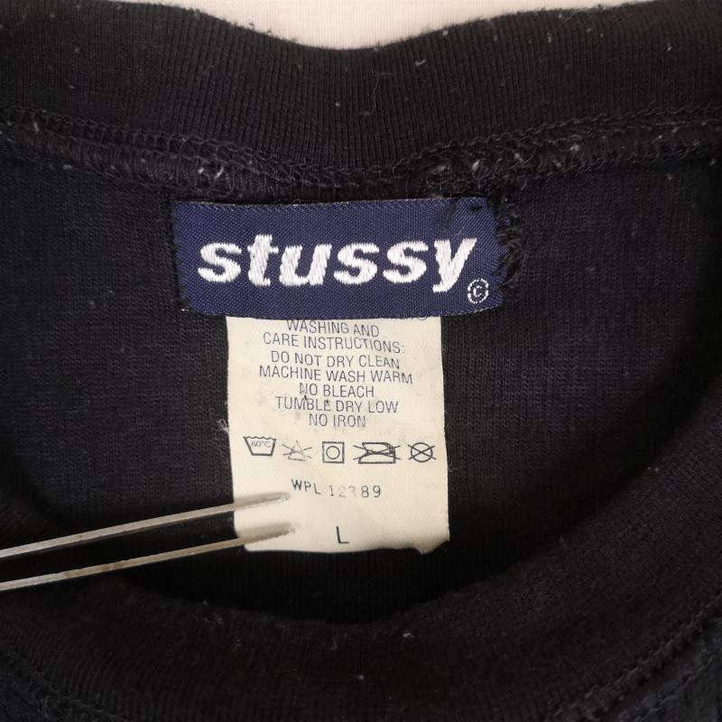 ステューシー STUSSY Tシャツ 半袖 90s 紺タグ OLD STUSSY ＋ TOKYO メッシュ tシャツ カットソー L 黒 / ブラック / black メンズ USED 古着 中古 50168277