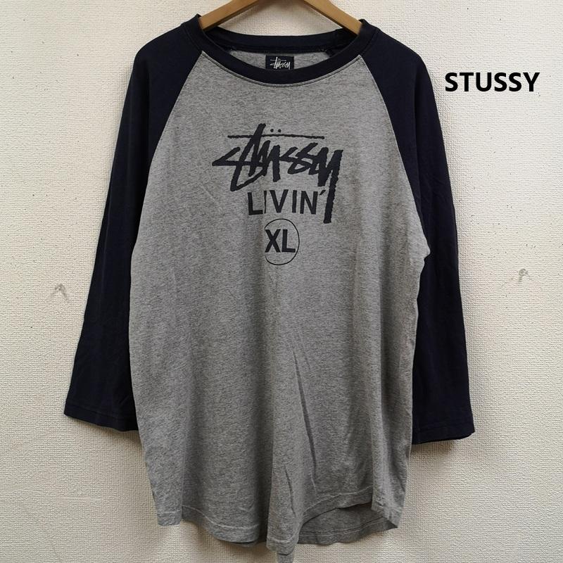 ステューシー STUSSY Tシャツ 半袖 90s 紺タグ ヴィンテージ シャドーロゴ ラグラン Tシャツ L 灰 / グレー / gray メンズ USED 古着 中古 50168281