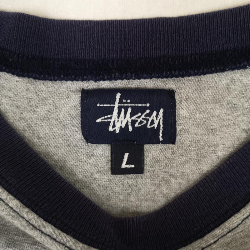 ステューシー STUSSY Tシャツ 半袖 90s 紺タグ ヴィンテージ シャドーロゴ ラグラン Tシャツ L 灰 / グレー / gray メンズ USED 古着 中古 50168281