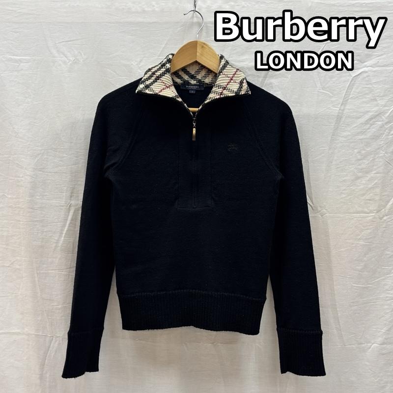バーバリーロンドン Burberry London ニット、セーター 長袖 ハーフジップ ハイネック プルオーバー 羊毛 ウール ニット セーター 1 黒 / ブラック / black レディース USED 古着 中古 50168287