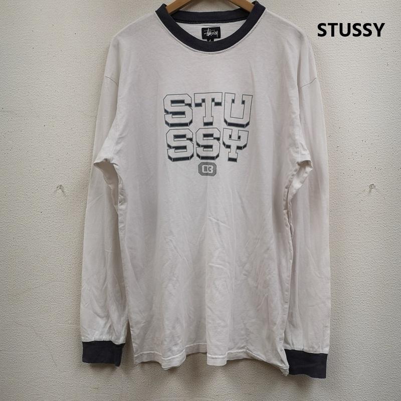 ステューシー STUSSY Tシャツ 長袖 90s USA製 紺タグ ロゴ プリント Tシャツ ロンT L 白 / ホワイト / white メンズ USED 古着 中古 50168289