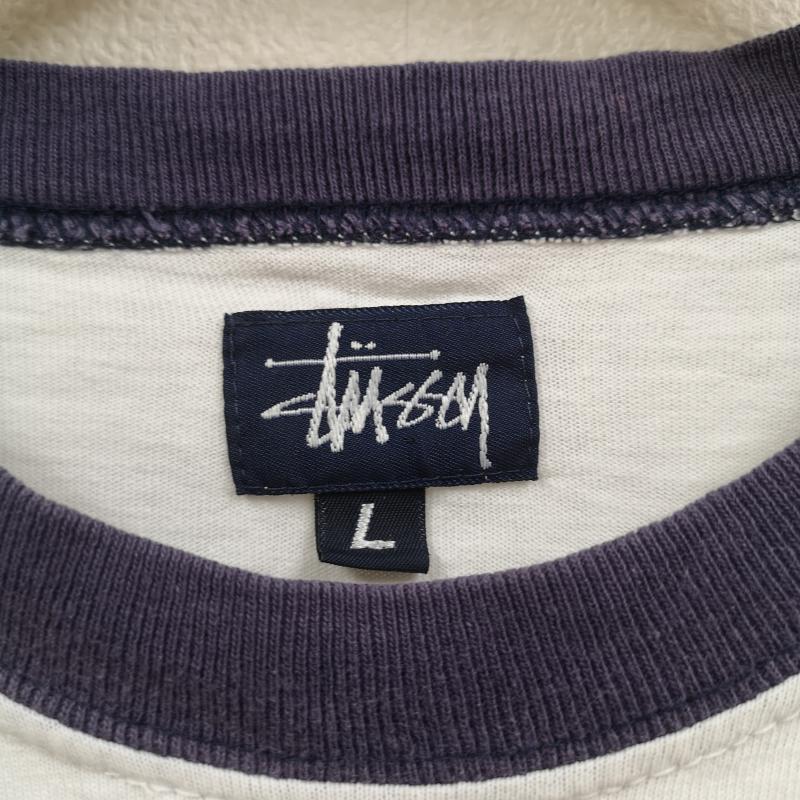 ステューシー STUSSY Tシャツ 長袖 90s USA製 紺タグ ロゴ プリント Tシャツ ロンT L 白 / ホワイト / white メンズ USED 古着 中古 50168289