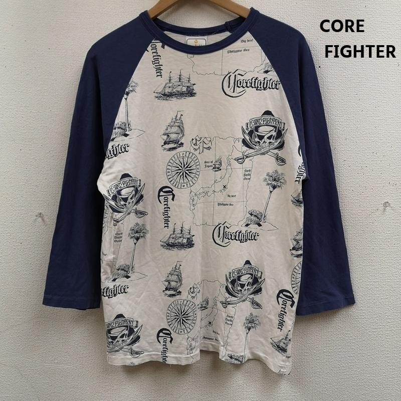 コアファイター CORE FIGHTER Tシャツ 七分袖 日本製 マルチプリント 七分丈 ラグランスリーブ Tシャツ 白 / ホワイト / white メンズ USED 古着 中古 50168292