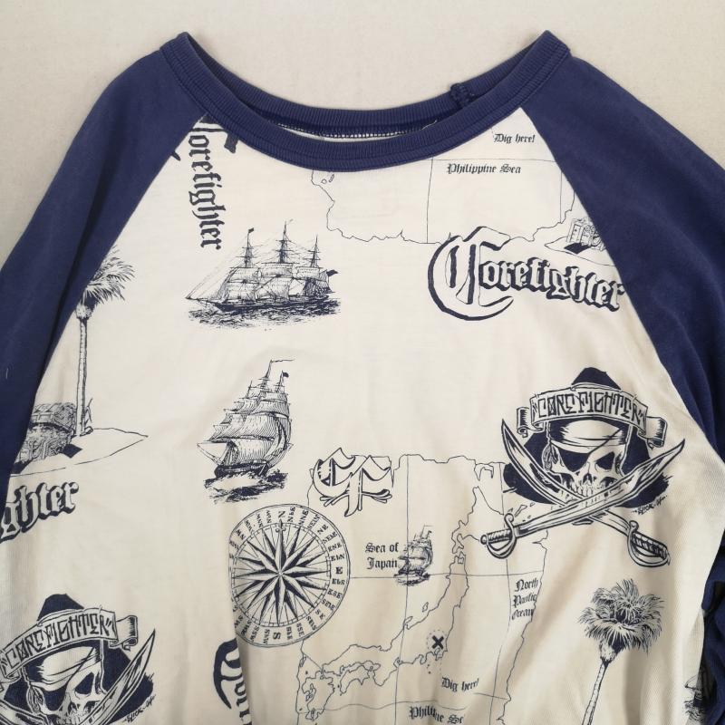 コアファイター CORE FIGHTER Tシャツ 七分袖 日本製 マルチプリント 七分丈 ラグランスリーブ Tシャツ 白 / ホワイト / white メンズ USED 古着 中古 50168292