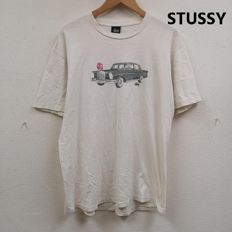 ステューシー STUSSY Tシャツ 半袖 90s OLD STUSSY アメ車 ベンツ プリント Tシャツ M 白 / ホワイト / white メンズ USED 古着 中古 50168295