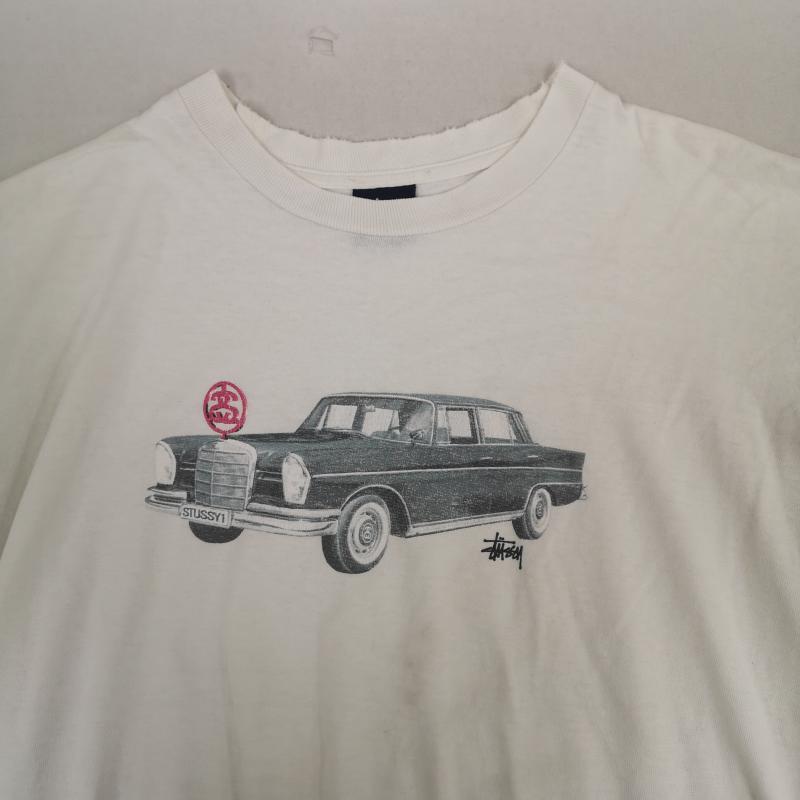 ステューシー STUSSY Tシャツ 半袖 90s OLD STUSSY アメ車 ベンツ プリント Tシャツ M 白 / ホワイト / white メンズ USED 古着 中古 50168295