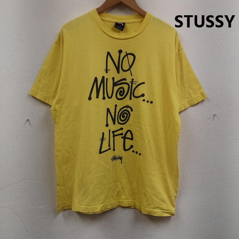 ステューシー STUSSY Tシャツ 半袖 TOWER RECORDS コラボ プリント Tシャツ カットソー L 黄 / イエロー / yellow メンズ USED 古着 中古 50168298