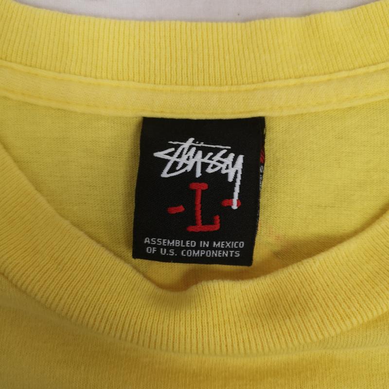 ステューシー STUSSY Tシャツ 半袖 TOWER RECORDS コラボ プリント Tシャツ カットソー L 黄 / イエロー / yellow メンズ USED 古着 中古 50168298