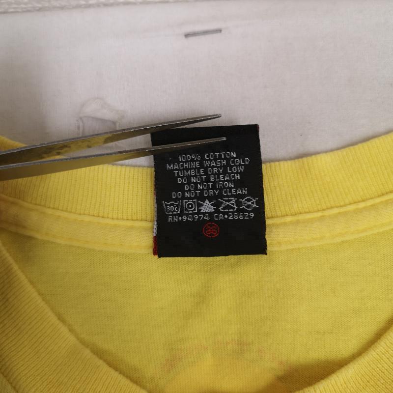ステューシー STUSSY Tシャツ 半袖 TOWER RECORDS コラボ プリント Tシャツ カットソー L 黄 / イエロー / yellow メンズ USED 古着 中古 50168298