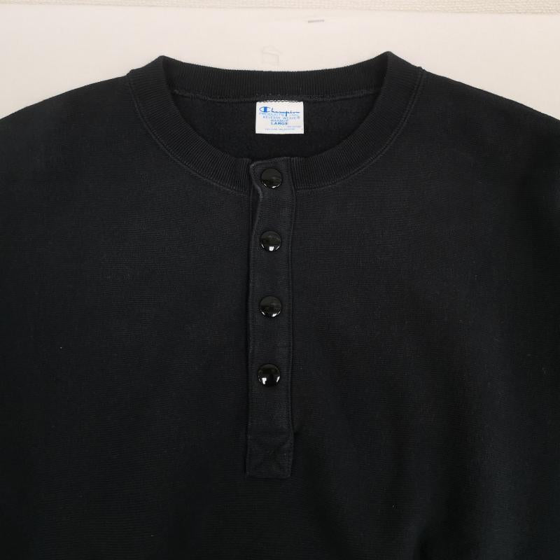 チャンピオン Champion トレーナー 長袖 リバースウィーブ ヘンリーネック トレーナー スウェット L 黒 / ブラック / black メンズ USED 古着 中古 50168304