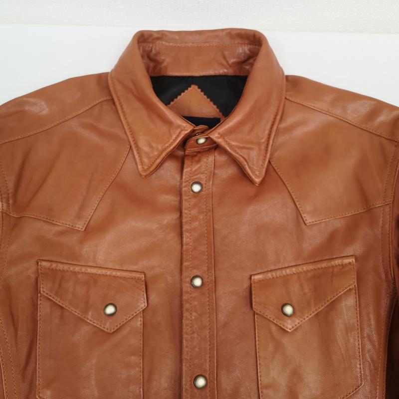 古着 USED ジャケット、上着 レザージャケット Dean＆McQueen ラムレザー ウエスタン シャツ ジャケット 3 茶 / ブラウン / brown メンズ USED 古着 中古 50168307