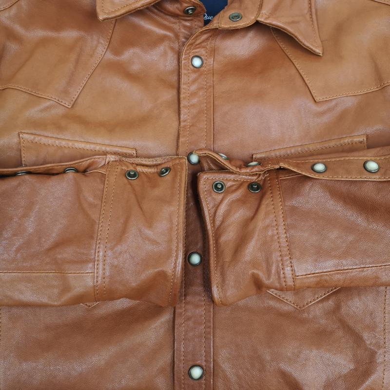古着 USED ジャケット、上着 レザージャケット Dean＆McQueen ラムレザー ウエスタン シャツ ジャケット 3 茶 / ブラウン / brown メンズ USED 古着 中古 50168307