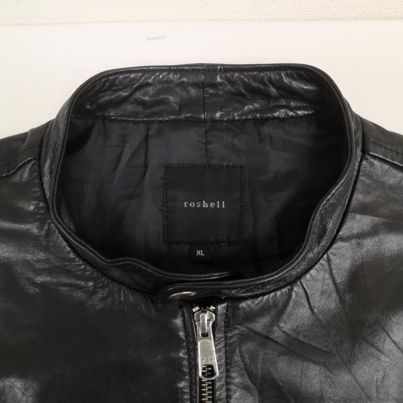 ロシェル roshell ジャケット、上着 レザージャケット レザー シングル ライダース ジャケット r-2-860 XL 黒 / ブラック / black メンズ USED 古着 中古 50168314