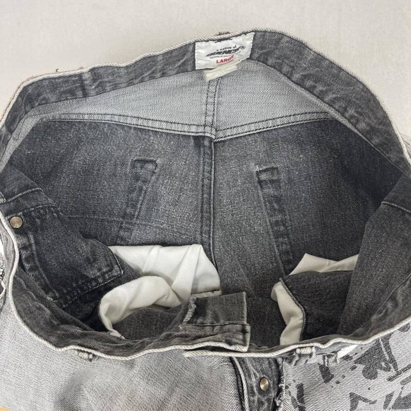 クエンチ QUENCH パンツ デニム、ジーンズ 00s Y2K グラフィック 六芒星 ワイド デニム パンツ ダークグレー / ダークグレー / メンズ USED 古着 中古 50168325