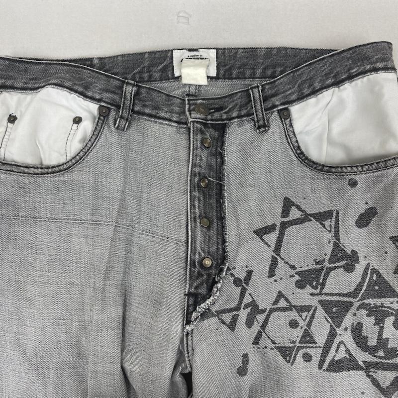 クエンチ QUENCH パンツ デニム、ジーンズ 00s Y2K グラフィック 六芒星 ワイド デニム パンツ ダークグレー / ダークグレー / メンズ USED 古着 中古 50168325