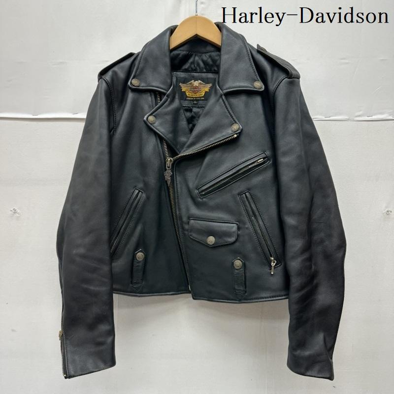ハーレーダビッドソン Harley-Davidson ジャケット、上着 ライダース ダブル ライダース レザー ジャケット L 黒 / ブラック / black メンズ USED 古着 中古 50168332