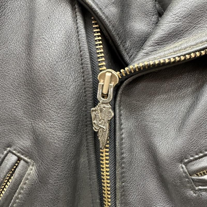 ハーレーダビッドソン Harley-Davidson ジャケット、上着 ライダース ダブル ライダース レザー ジャケット L 黒 / ブラック / black メンズ USED 古着 中古 50168332