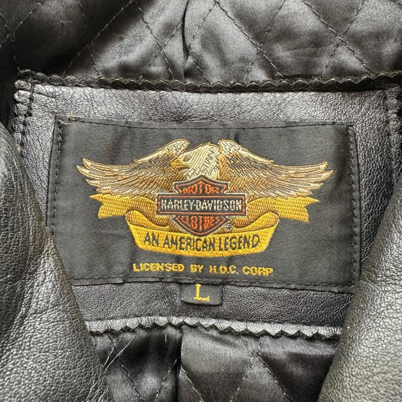 ハーレーダビッドソン Harley-Davidson ジャケット、上着 ライダース ダブル ライダース レザー ジャケット L 黒 / ブラック / black メンズ USED 古着 中古 50168332