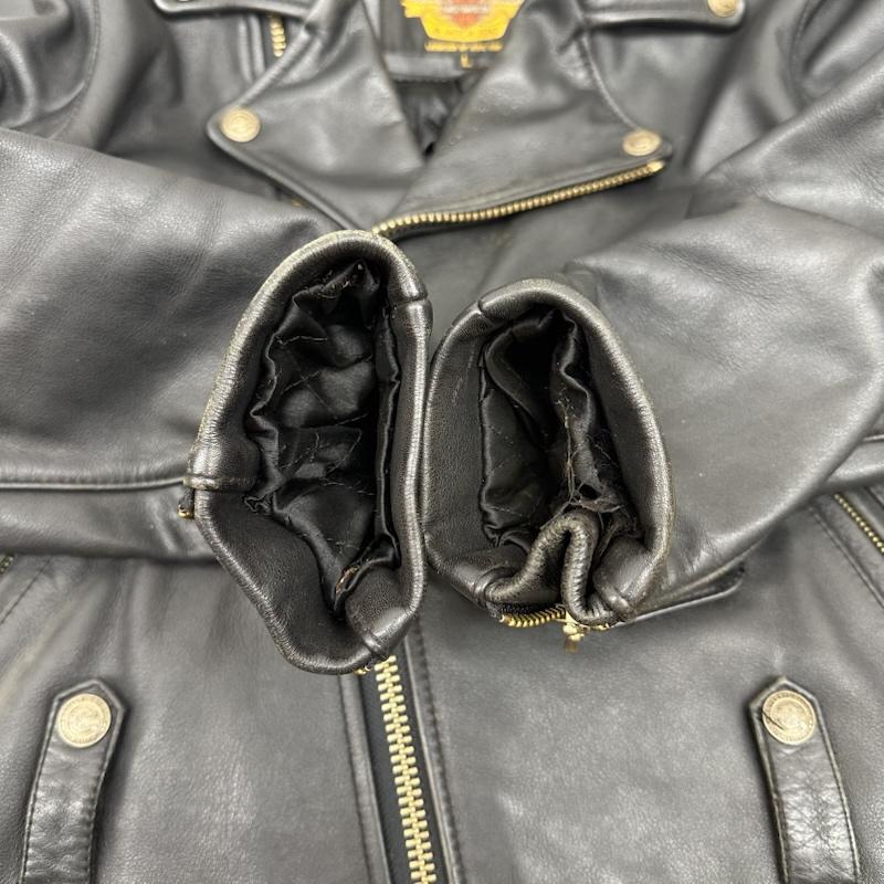 ハーレーダビッドソン Harley-Davidson ジャケット、上着 ライダース ダブル ライダース レザー ジャケット L 黒 / ブラック / black メンズ USED 古着 中古 50168332
