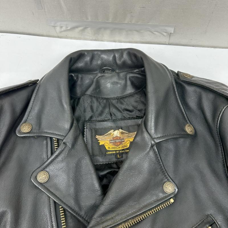 ハーレーダビッドソン Harley-Davidson ジャケット、上着 ライダース ダブル ライダース レザー ジャケット L 黒 / ブラック / black メンズ USED 古着 中古 50168332