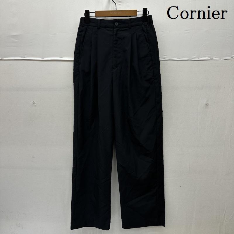 古着 USED パンツ スラックス Cornier 2タック スラックス ワイド イージー パンツ M 黒 / ブラック / black メンズ USED 古着 中古 50168337