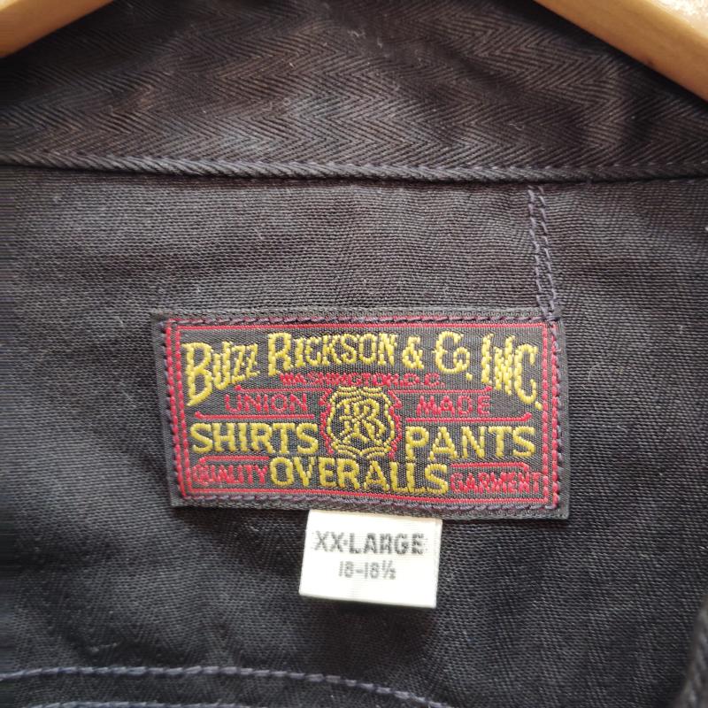 バズリクソンズ Buzz Rickson s シャツ、ブラウス 長袖 BR29390 ヘリンボーン ワークシャツ XXL 黒 / ブラック / black メンズ USED 古着 中古 50168342