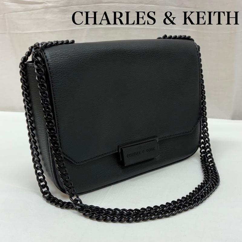 チャールズアンドキース charles&keith ショルダーバッグ ショルダーバッグ チェーン ストラップ 2WAY 肩掛け 斜め掛け ショルダー バッグ オールブラック - レディース USED 古着 中古 50168344