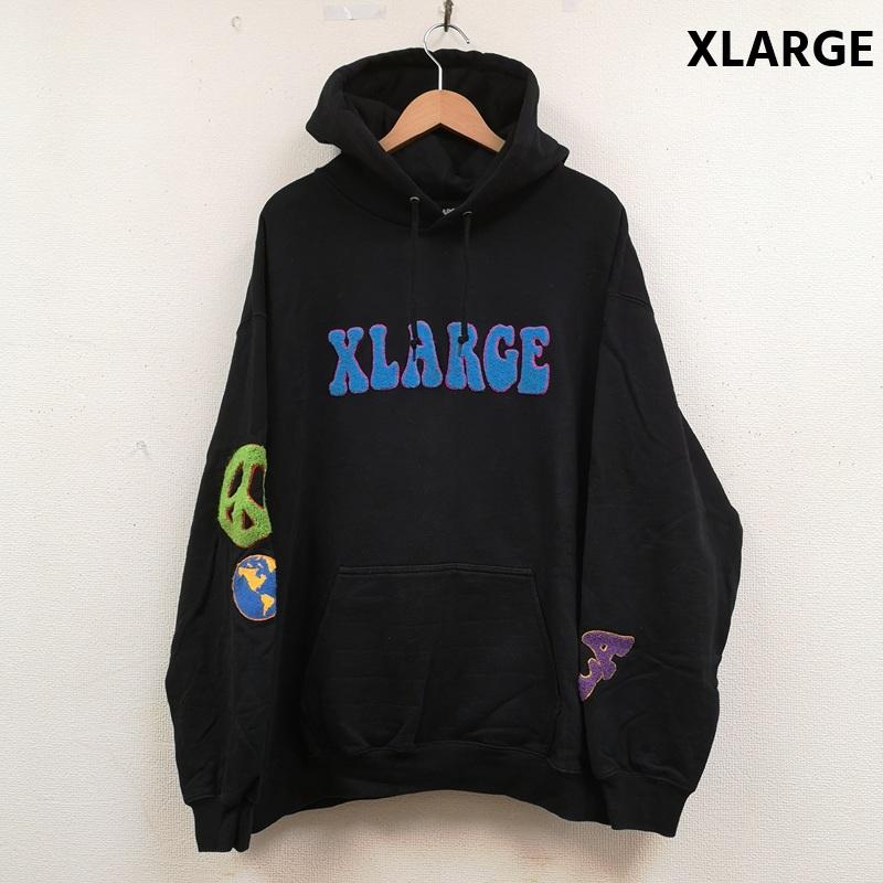 エクストララージ XLARGE パーカー 長袖 花 フラワー ワッペン スウェット プルオーバー パーカー 101224012009 L 黒 / ブラック / black メンズ USED 古着 中古 50168367