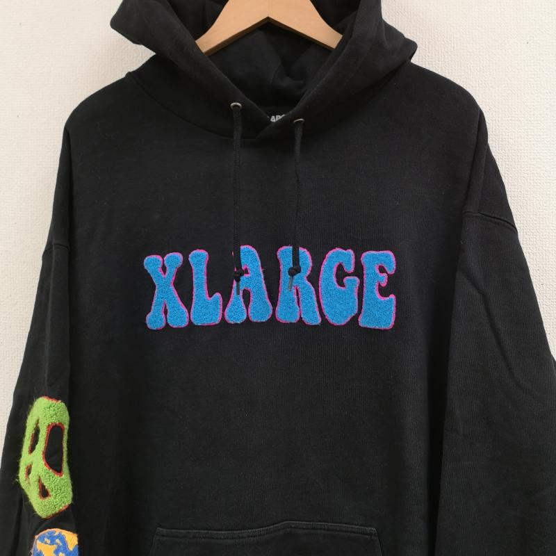 エクストララージ XLARGE パーカー 長袖 花 フラワー ワッペン スウェット プルオーバー パーカー 101224012009 L 黒 / ブラック / black メンズ USED 古着 中古 50168367