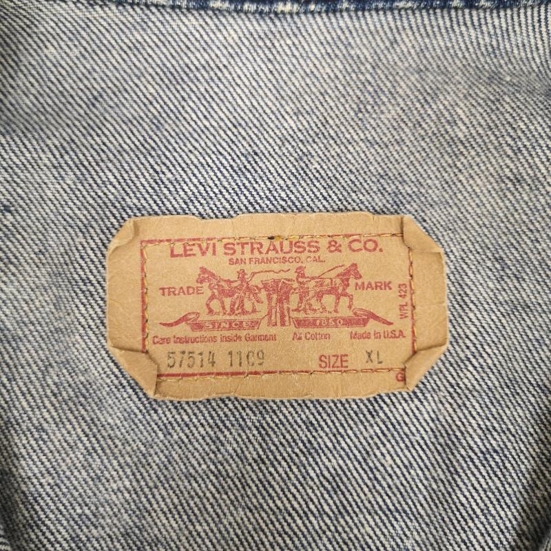 リーバイストラウスアンドコー Levi Strauss & co. ジャケット、上着 ジャンパー、ブルゾン 80s USA製 赤タブ ケミカルウォッシュ デニム ジャケット Gジャン 57514 XL インディゴ / インディゴ / Indigo メンズ USED 古着 中古 50168375