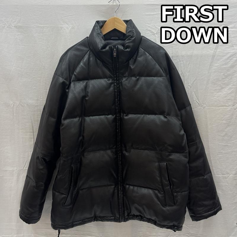 ファーストダウン FIRST DOWN ジャケット、上着 ダウンジャケット 豚革 レザー ダウン ジャケット ビッグサイズ LL 黒 / ブラック / black メンズ USED 古着 中古 50168382