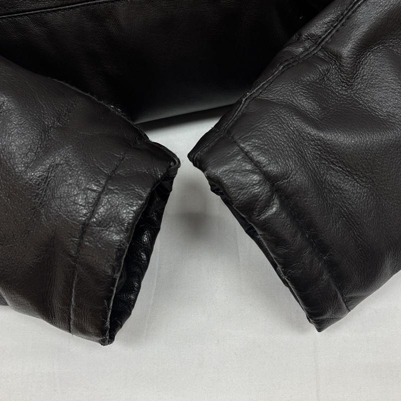 ファーストダウン FIRST DOWN ジャケット、上着 ダウンジャケット 豚革 レザー ダウン ジャケット ビッグサイズ LL 黒 / ブラック / black メンズ USED 古着 中古 50168382