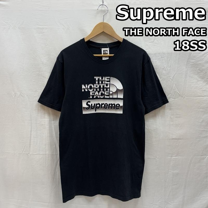 シュプリーム×ノースフェイス Supreme×THE NORTH FACE Tシャツ 半袖 18SS メタリックロゴ クルーネック 半袖 Tシャツ Metallic Logo Tee NT31808I S 黒 / ブラック / black メンズ USED 古着 中古 50168387
