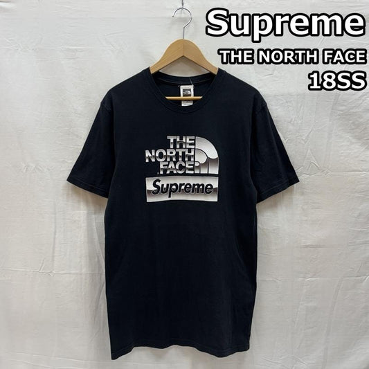 シュプリーム×ノースフェイス Supreme×THE NORTH FACE Tシャツ 半袖 18SS メタリックロゴ クルーネック 半袖 Tシャツ Metallic Logo Tee NT31808I S 黒 / ブラック / black メンズ USED 古着 中古 50168387