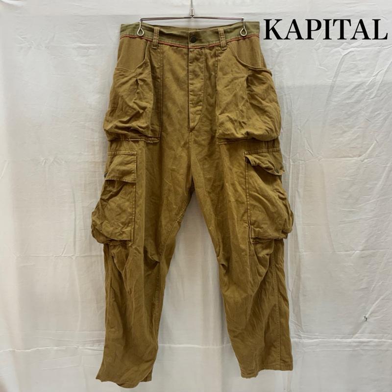 キャピタル KAPITAL パンツ ワークパンツ、ペインターパンツ リネン コットン マルチ ポケット カーゴ パンツ K1603LP031 XL メンズ USED 古着 中古 50168397