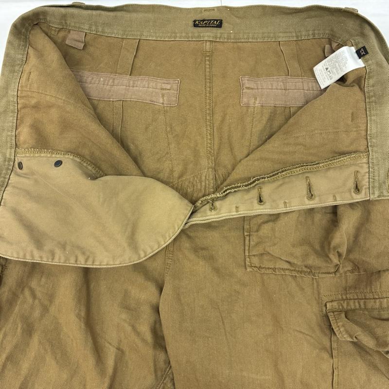 キャピタル KAPITAL パンツ ワークパンツ、ペインターパンツ リネン コットン マルチ ポケット カーゴ パンツ K1603LP031 XL メンズ USED 古着 中古 50168397