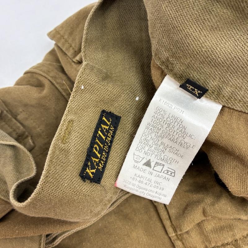 キャピタル KAPITAL パンツ ワークパンツ、ペインターパンツ リネン コットン マルチ ポケット カーゴ パンツ K1603LP031 XL メンズ USED 古着 中古 50168397