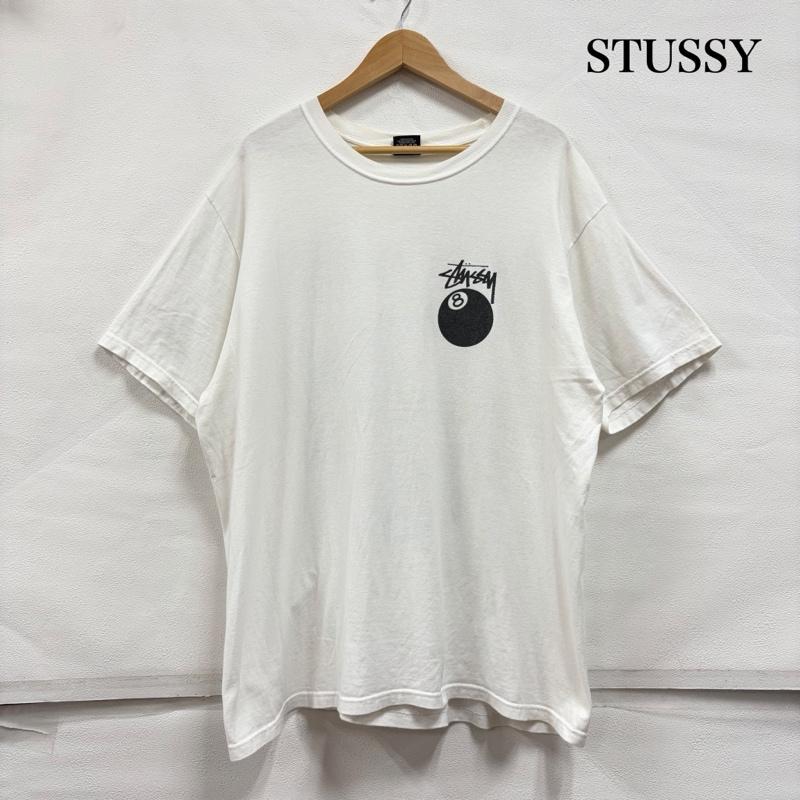 ステューシー STUSSY Tシャツ 半袖 8ボール グラフィック ロゴ 両面プリント 半袖 Tシャツ フェード L ロゴ、文字 X プリント 白 / ホワイト / white X 黒 / ブラック / black メンズ USED 古着 中古 50168404