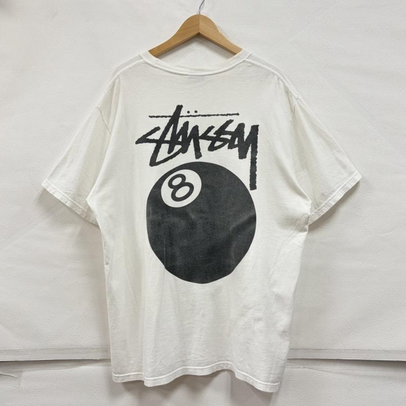 ステューシー STUSSY Tシャツ 半袖 8ボール グラフィック ロゴ 両面プリント 半袖 Tシャツ フェード L ロゴ、文字 X プリント 白 / ホワイト / white X 黒 / ブラック / black メンズ USED 古着 中古 50168404
