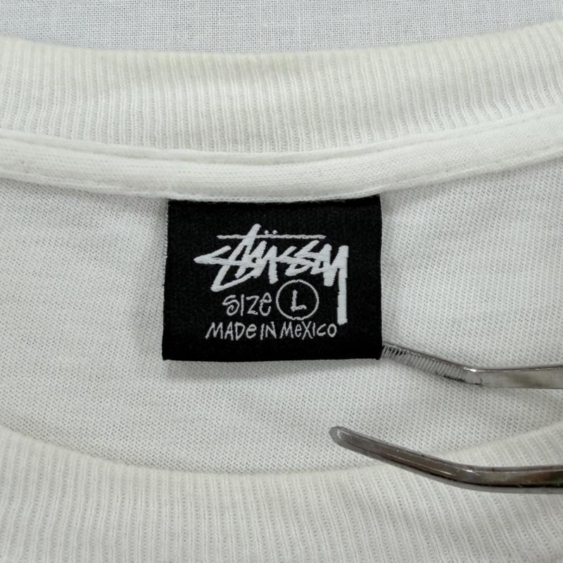 ステューシー STUSSY Tシャツ 半袖 8ボール グラフィック ロゴ 両面プリント 半袖 Tシャツ フェード L ロゴ、文字 X プリント 白 / ホワイト / white X 黒 / ブラック / black メンズ USED 古着 中古 50168404