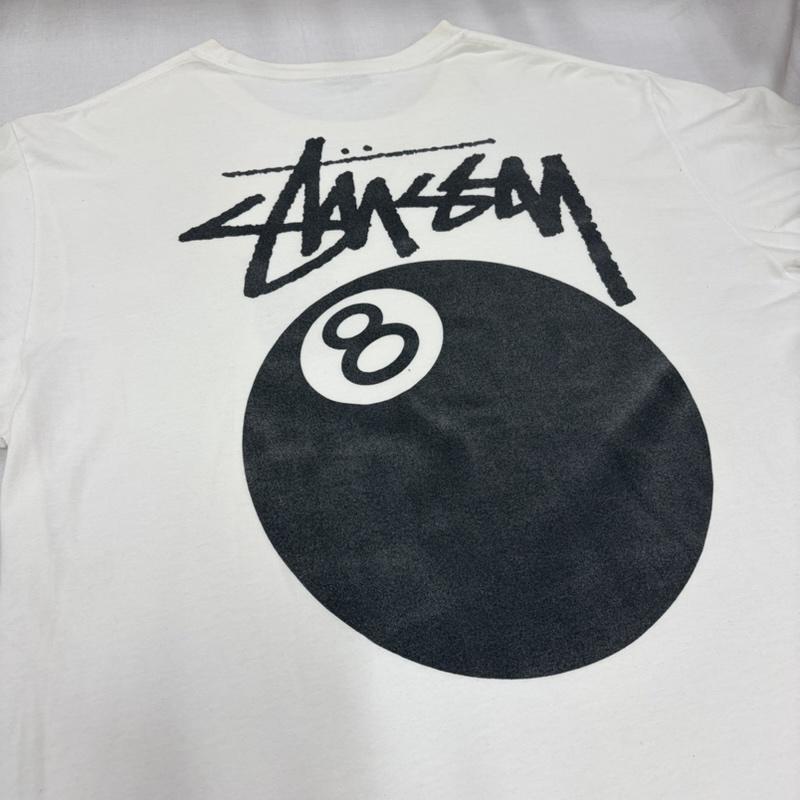 ステューシー STUSSY Tシャツ 半袖 8ボール グラフィック ロゴ 両面プリント 半袖 Tシャツ フェード L ロゴ、文字 X プリント 白 / ホワイト / white X 黒 / ブラック / black メンズ USED 古着 中古 50168404